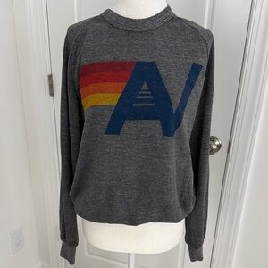 Aviator Nation Logo Relaxed Gray Crew Sweatshirt